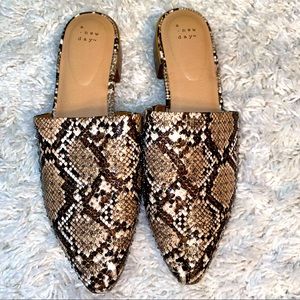 Snakeprint Low Heel Mule